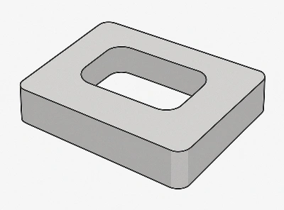 Optimized design: larger radii, reasonable slot width, more efficient machining
